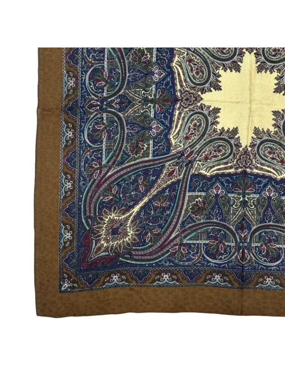Saint Laurent Yves Large Wool Scarf Paisley Pattern Brown - Picture 4 of 7